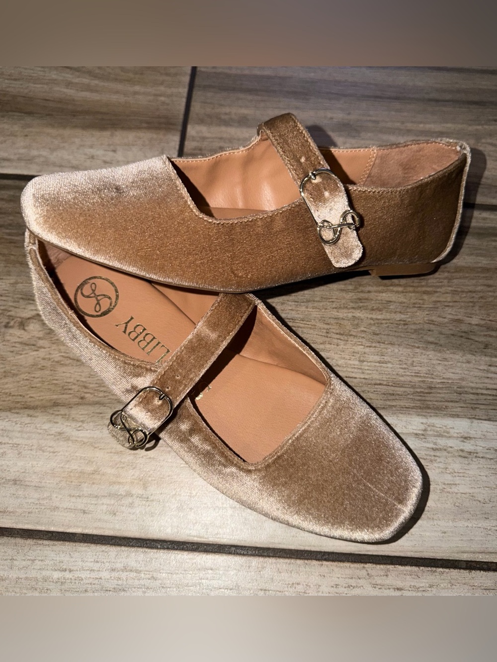 Sam & Libby Velvet Mary Jane Flats - Gold